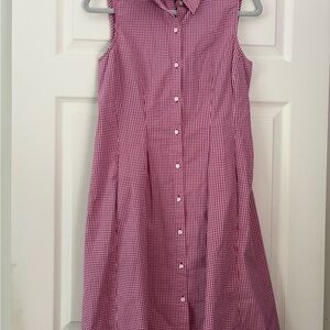 Talbots Pink Gingham Sleeveless A-Line Midi Dress